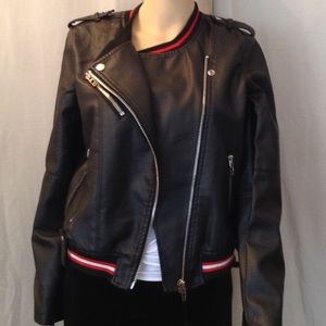 Faux Leather Motorcycle / Baseball Jacket NWT